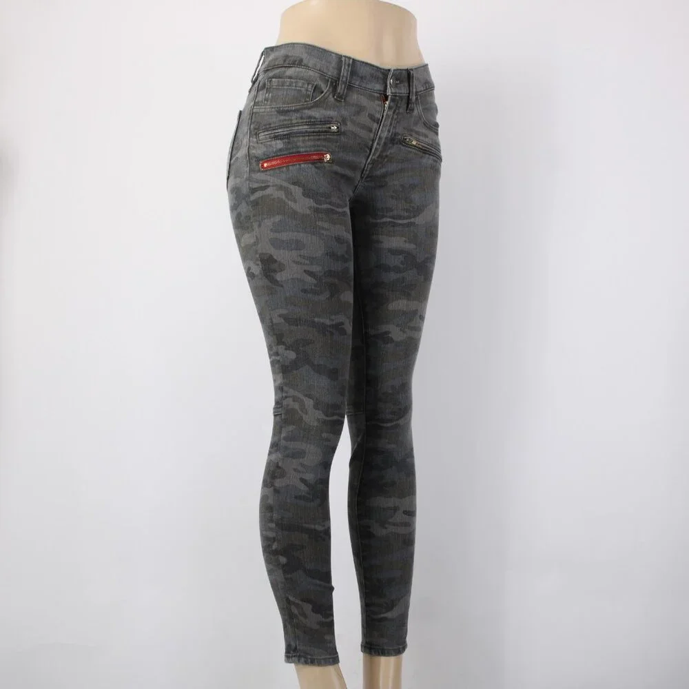Etienne Marcel Jeans Sz 26 x 28 Charcoal MultiColor Camo Skinny Cotton Poly Jean - Picture 7 of 16